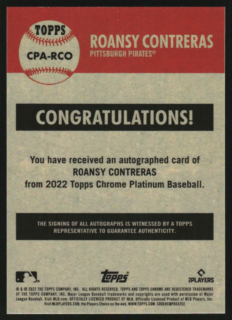 2022 Topps Chrome Platinum Anniversary Autographs #CPARCO Roansy Contreras