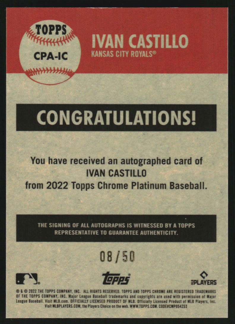 2022 Topps Chrome Platinum Anniversary Autographs Gold Refractors #CPAIC Ivan Castillo
