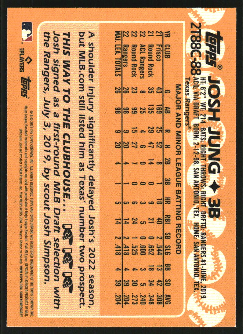 2023 Topps '88 Topps Silver Pack Chrome Series 2 #2T88C88 Josh Jung