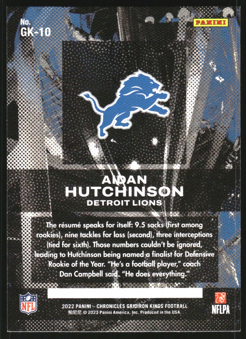 2022 Panini Chronicles Gridiron Kings #10 Aidan Hutchinson