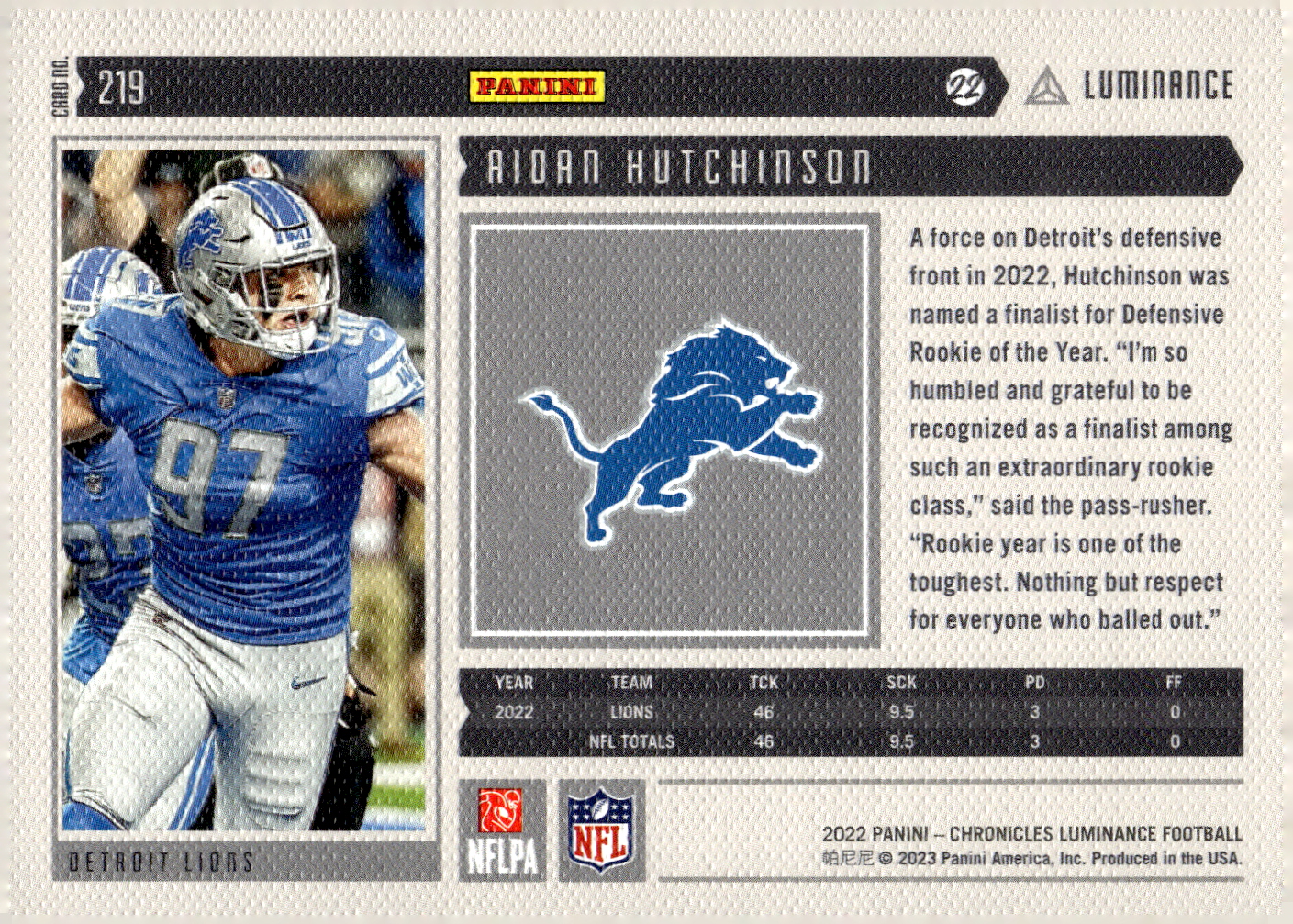 Aidan Hutchinson Signed Detroit Lions Jersey (Beckett) 2022 #2 Overall –