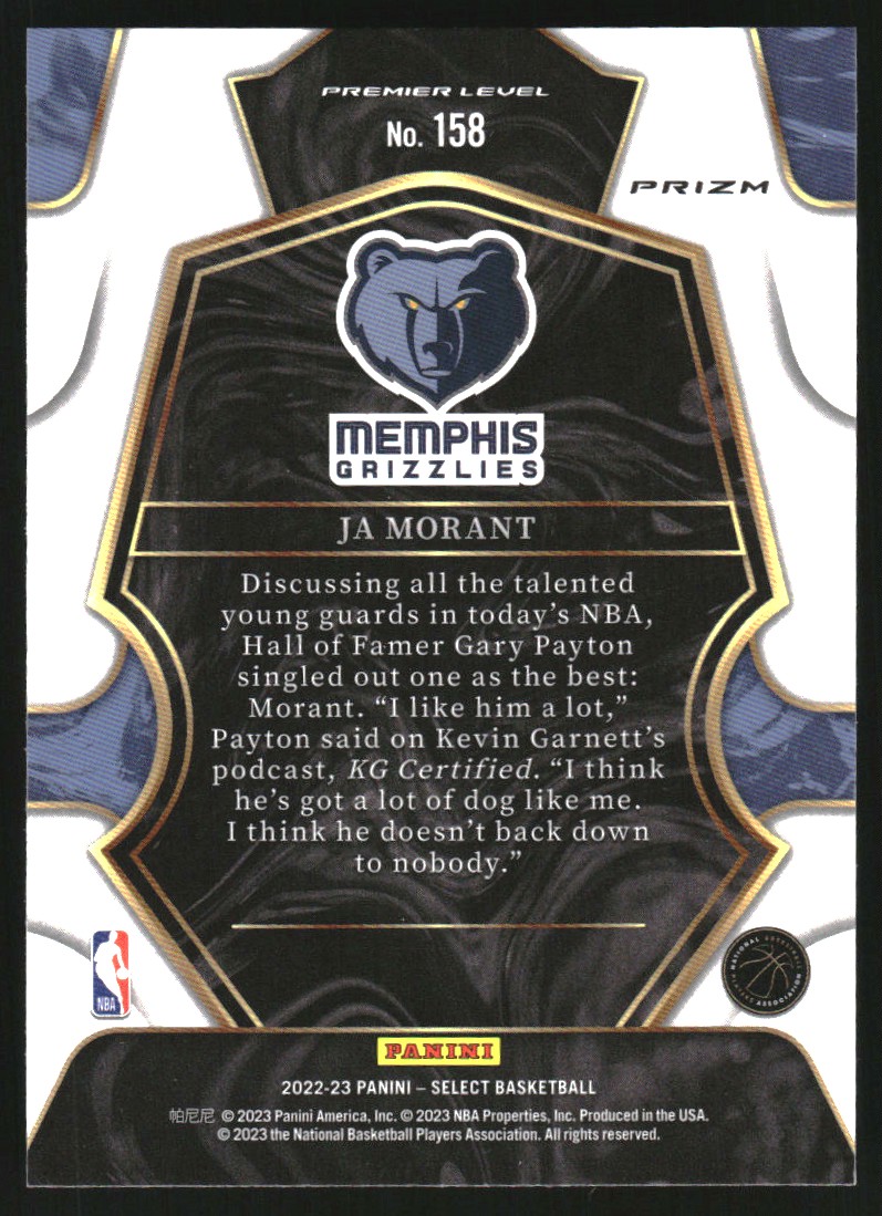 2022-23 Select Prizms Blue Cracked Ice #158 Ja Morant