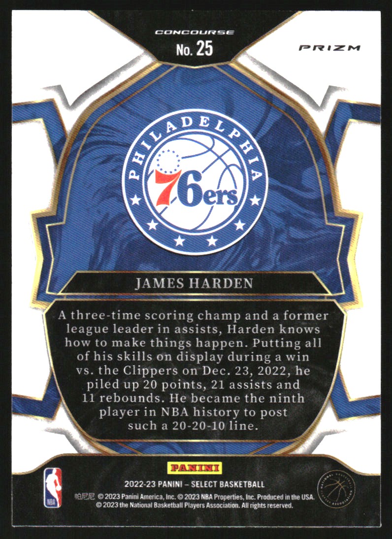 2022-23 Select Prizms Green White Purple #25 James Harden