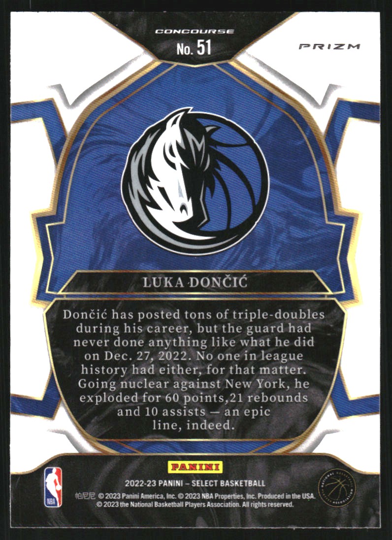 2022-23 Select Prizms Red Cracked Ice #51 Luka Doncic