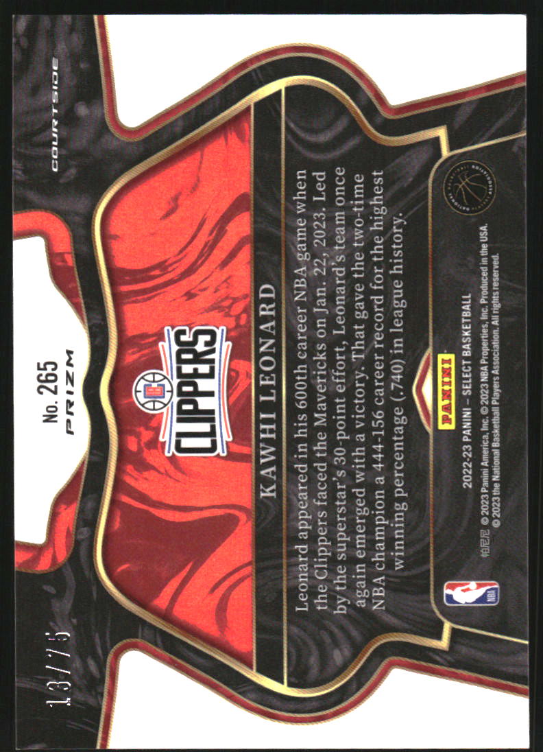 2022-23 Select Prizms White Disco #265 Kawhi Leonard