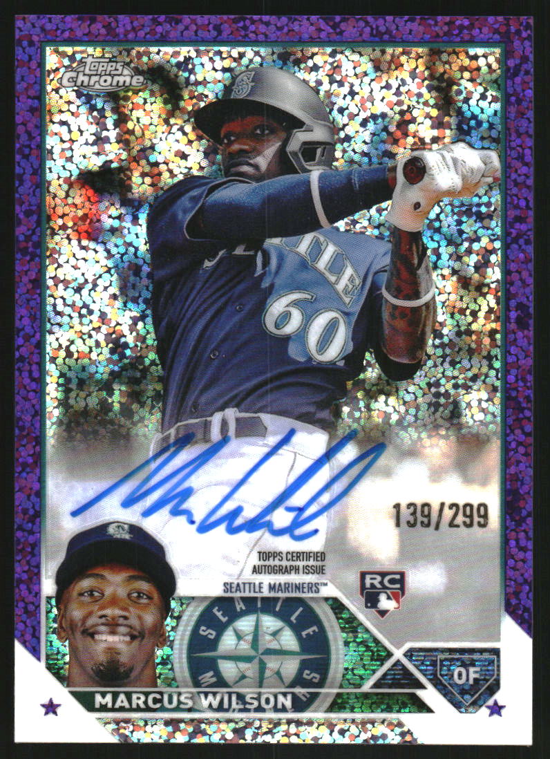 2023 Topps Chrome Rookie Autographs Purple Speckle Refractors #RAMWI Marcus Wilson Auto /299