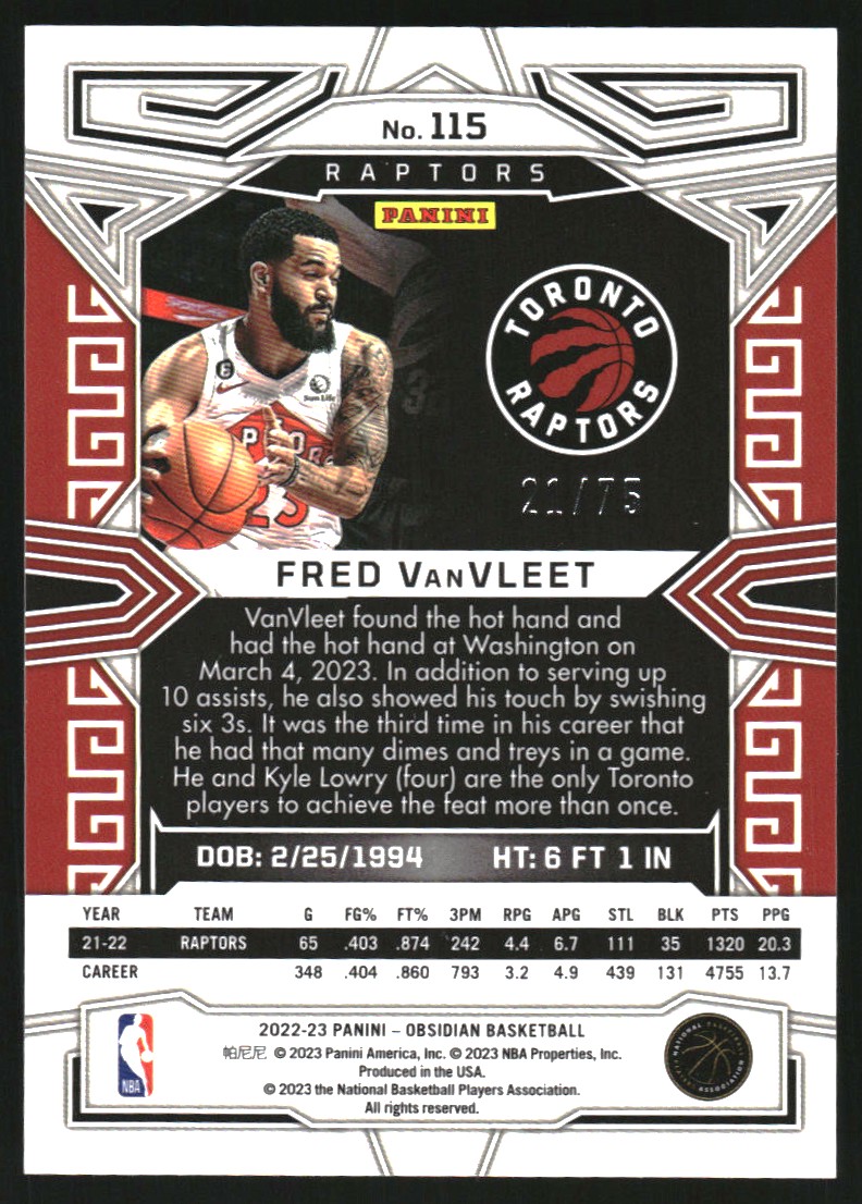 2022-23 Panini Obsidian Electric Etch Red Yellow Green Flood #115
