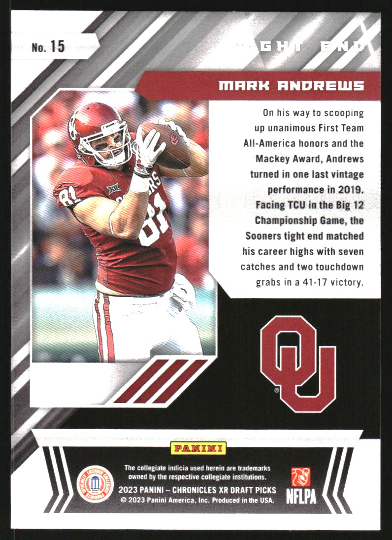2023 Panini Chronicles Draft Picks XR Green Cracked Ice #15 Mark Andrews