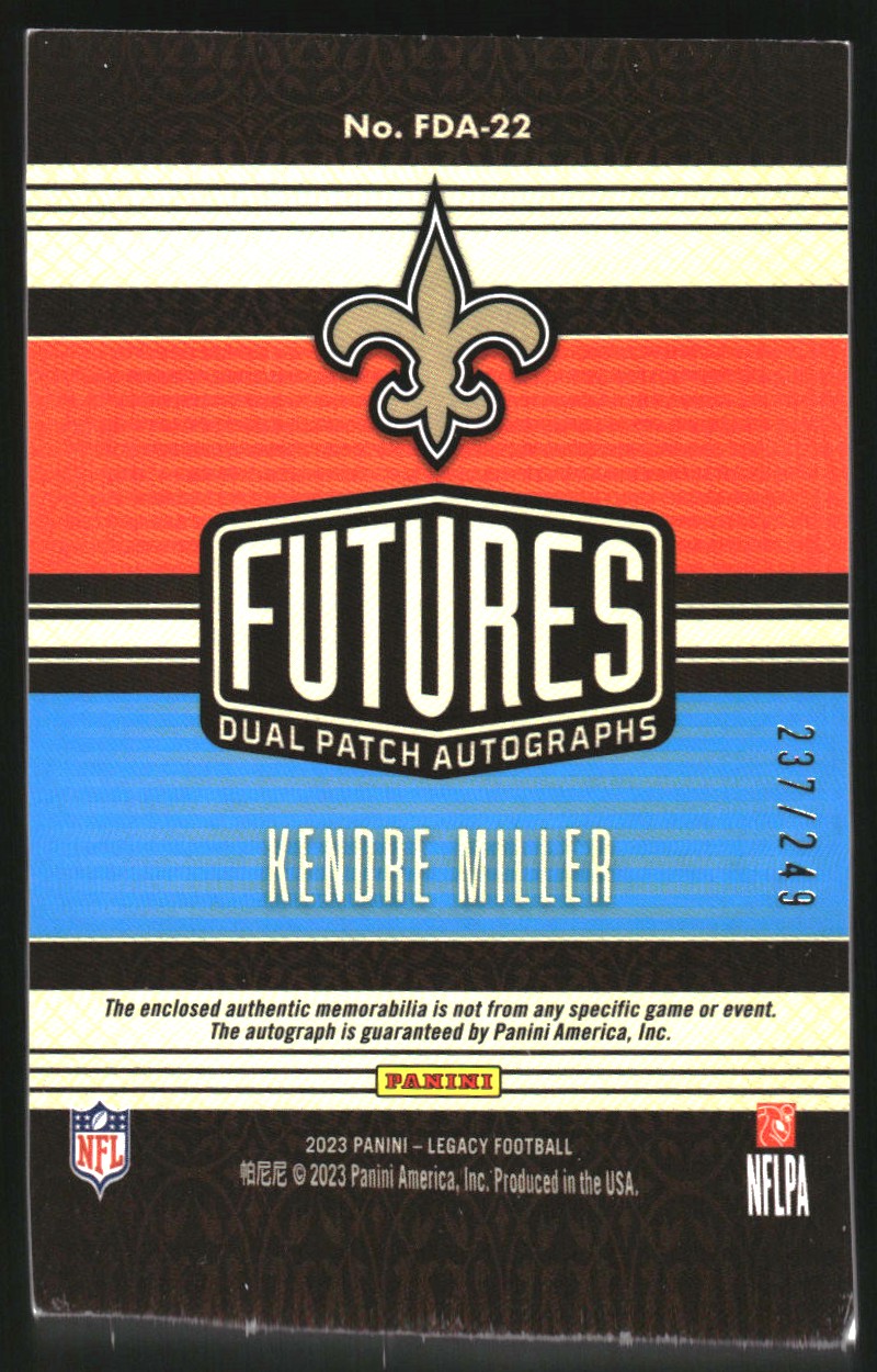 2023 Panini Legacy Futures Dual Patch Autographs #22 Kendre Miller
