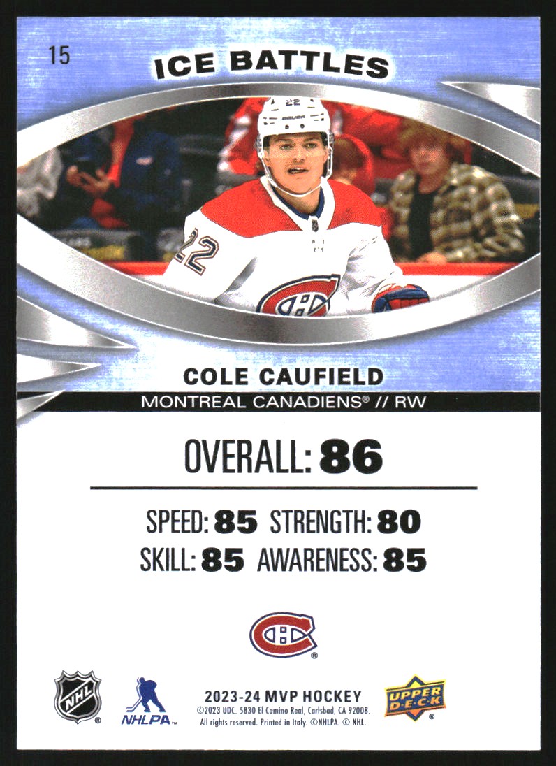 2023-24 Upper Deck MVP Ice Battles #15 Cole Caufield