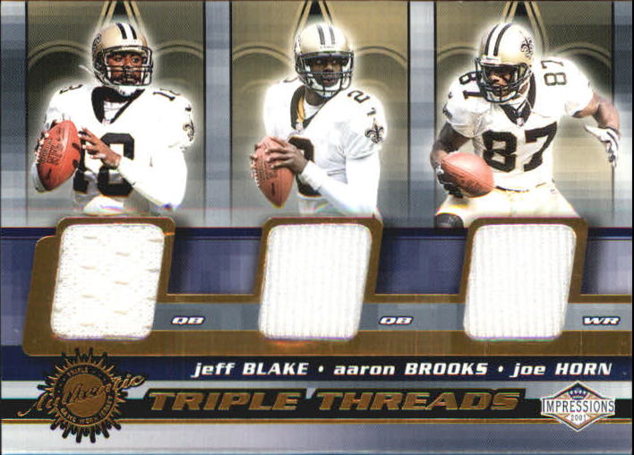 2001 Pacific Impressions Triple Threads #27 Jeff Blake/Aaron Brooks/Joe Horn
