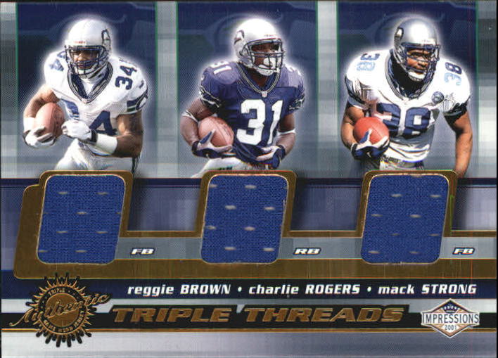 2001 Pacific Impressions Triple Threads #34 Reggie Brown/Charlie Rogers/Mack Strong