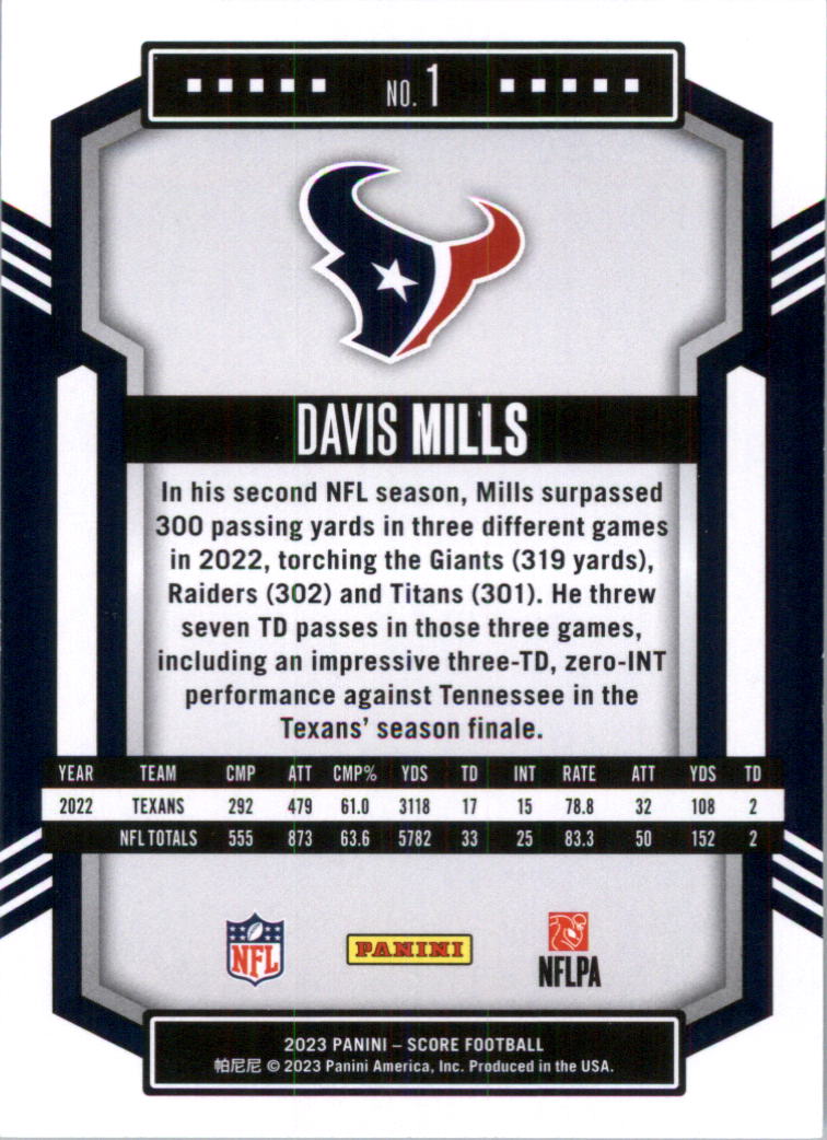 2023 Score Football Card Pick (Base) 1-100