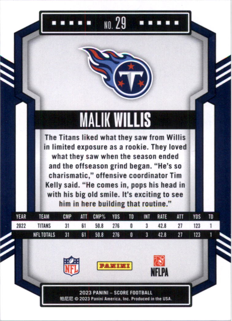 2023 Score Football Card Pick (Base) 1-100