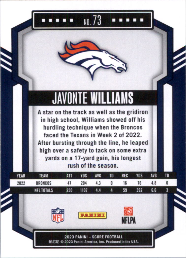 2023 Score Football Card Pick (Base) 1-100