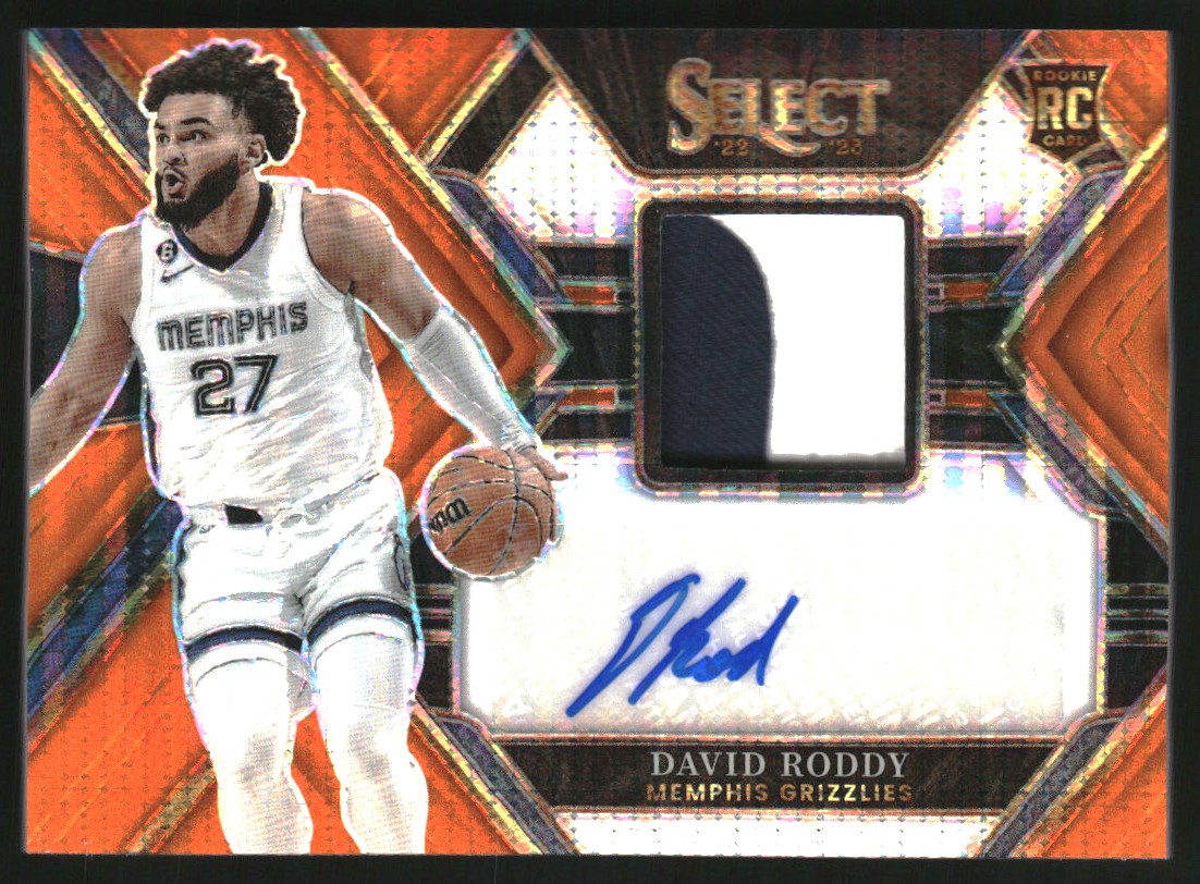 2022-23 Select Rookie Jersey Autographs Neon Orange Pulsar Prizms FOTL #14 David Roddy