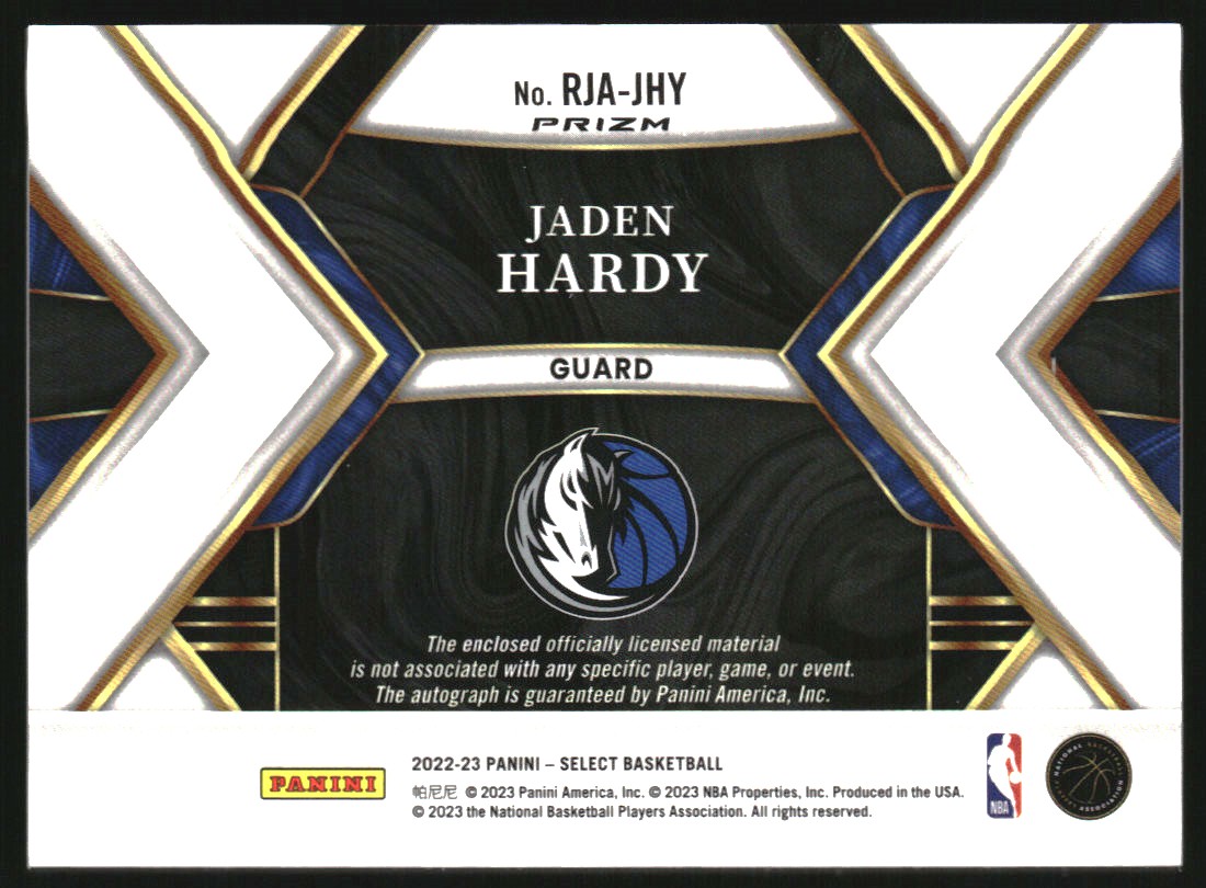2022-23 Select Rookie Jersey Autographs Red Wave Prizms #5 Jaden Hardy