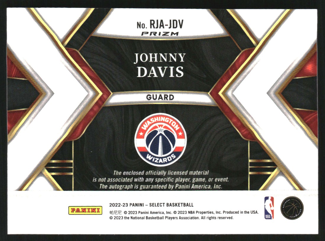 2022-23 Select Rookie Jersey Autographs Red Wave Prizms #23 Johnny Davis