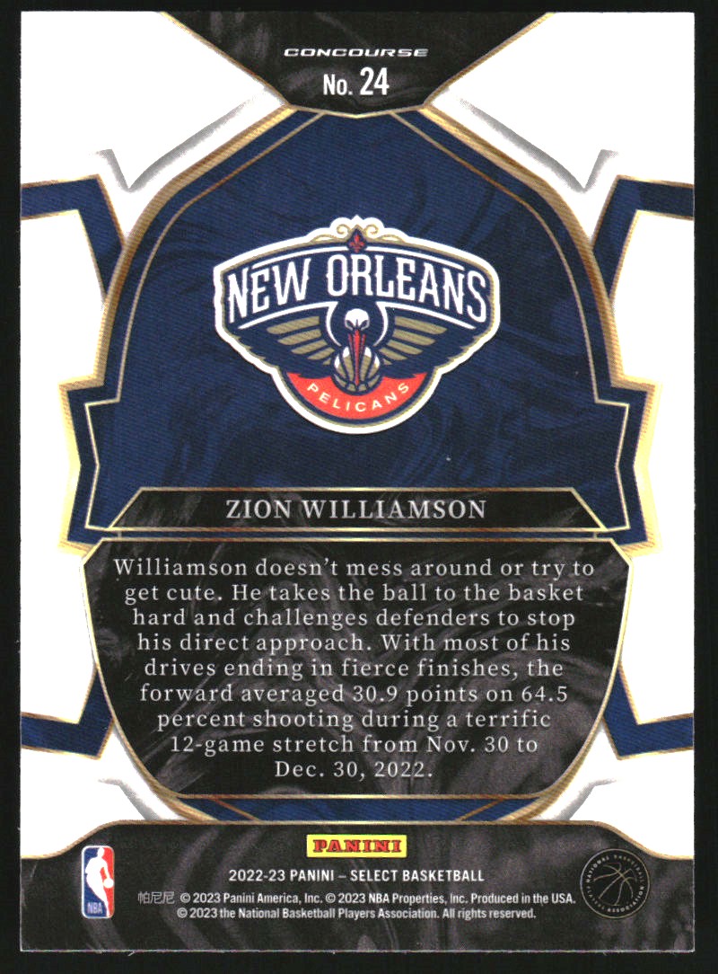 2022-23 Select Blue #24 Zion Williamson on Fanatics Collect