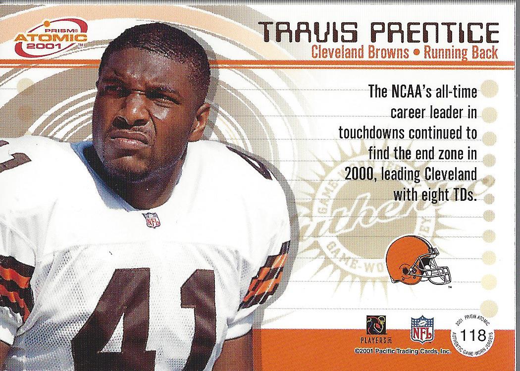 2001 Pacific Prism Atomic Jersey Patches #118 Travis Prentice back image