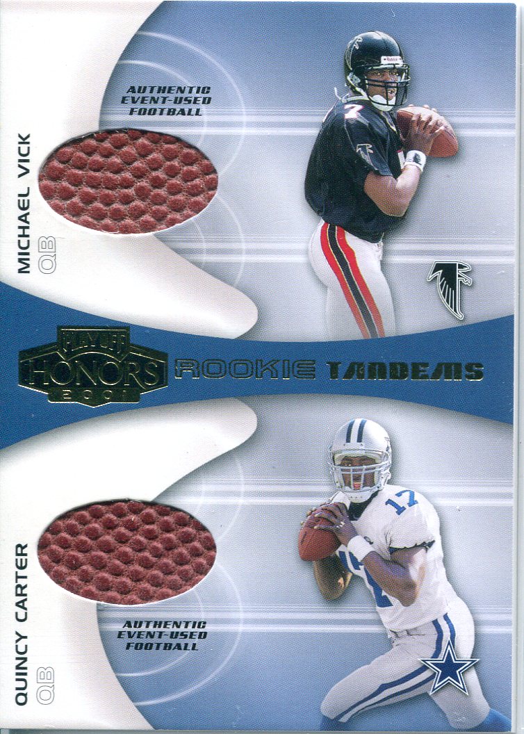 2001 Playoff Honors Rookie Tandem Footballs #RT1 Michael Vick/Quincy Carter
