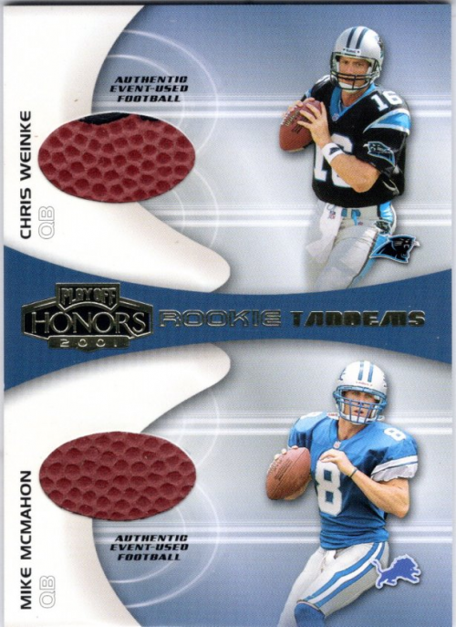 2001 Playoff Honors Rookie Tandem Footballs #RT2 Chris Weinke/Mike McMahon