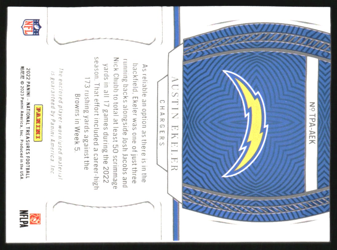 2022 Panini National Treasures Treasured Patches #29 Austin Ekeler