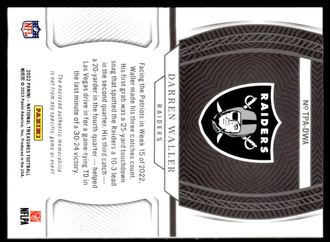 2022 Panini National Treasures Treasured Patches #60 Darren Waller
