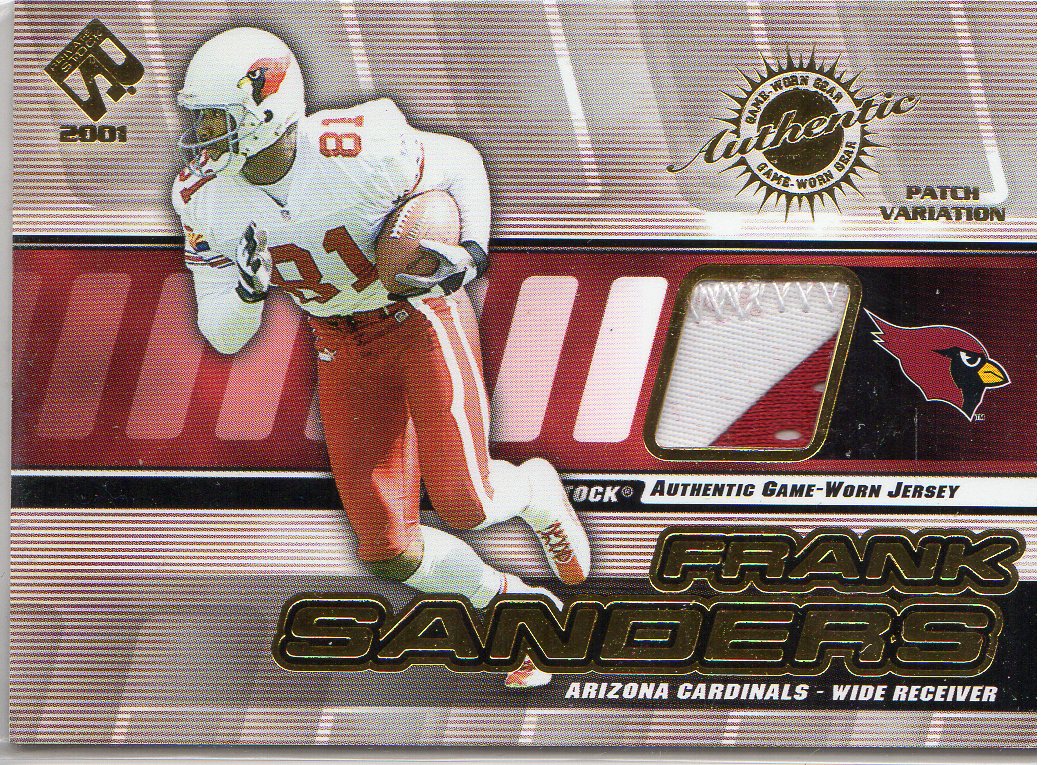 2001 Private Stock Game Worn Gear Patch #4 Frank Sanders/125