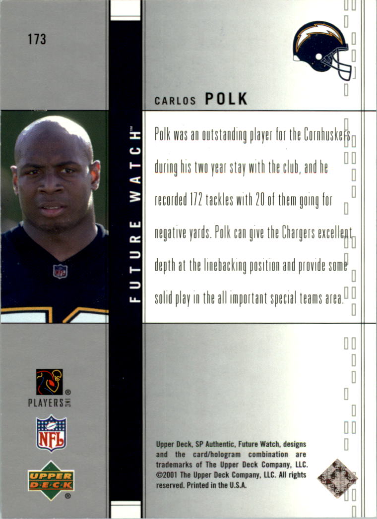 2001 SP Authentic #173 Carlos Polk RC back image