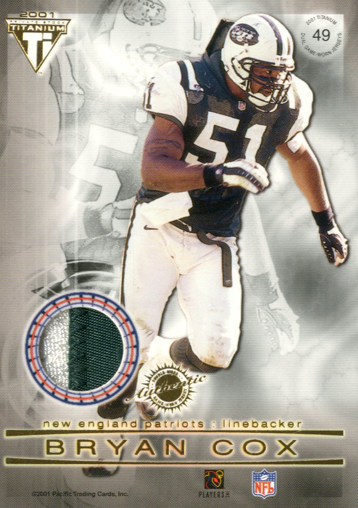 2001 Titanium Double Sided Jerseys Patches #49 Ray Lewis/Bryan Cox back image