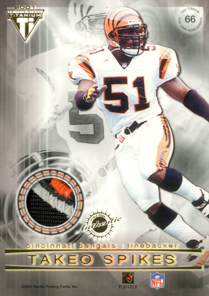 2001 Titanium Double Sided Jerseys Patches #66 Marco Battaglia/Takeo Spikes back image