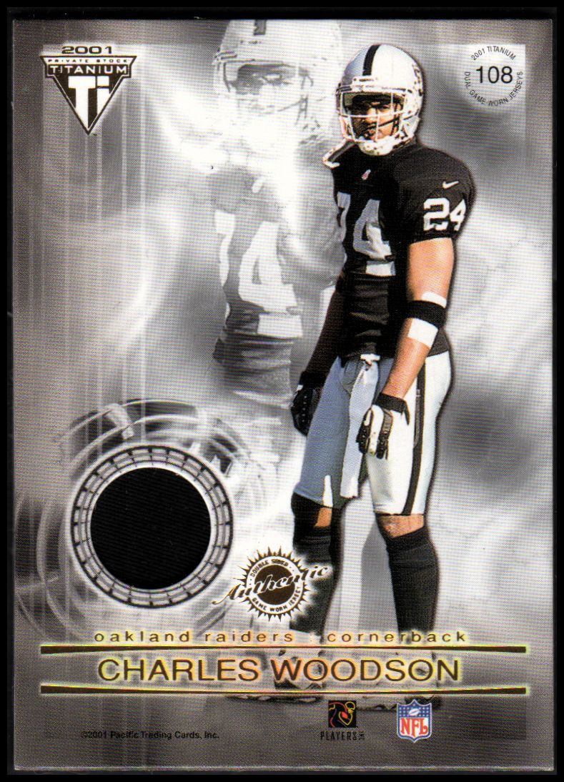 2001 Titanium Double Sided Jerseys Patches #108 Jason Sehorn/Charles Woodson