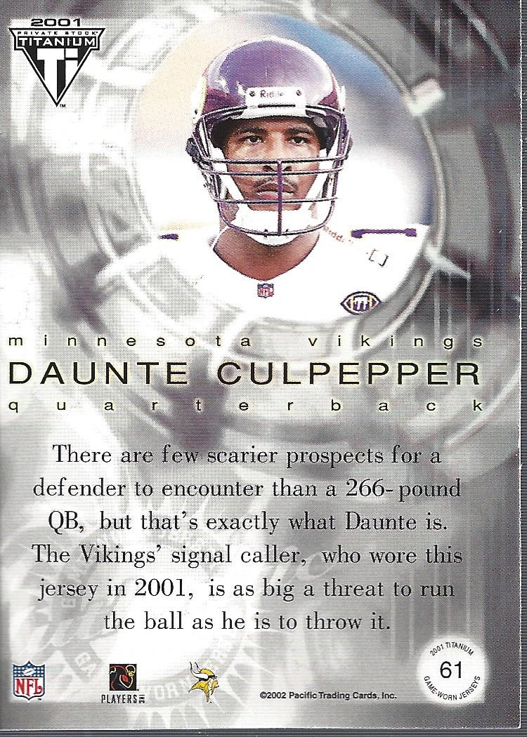 2001 Titanium Post Season Jerseys #61 Daunte Culpepper back image