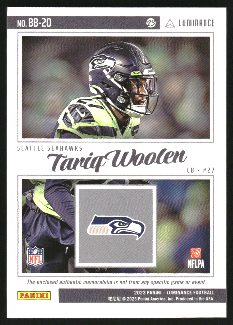 2023 Panini Luminance Bright Beginnings Jerseys #20 Tariq Woolen