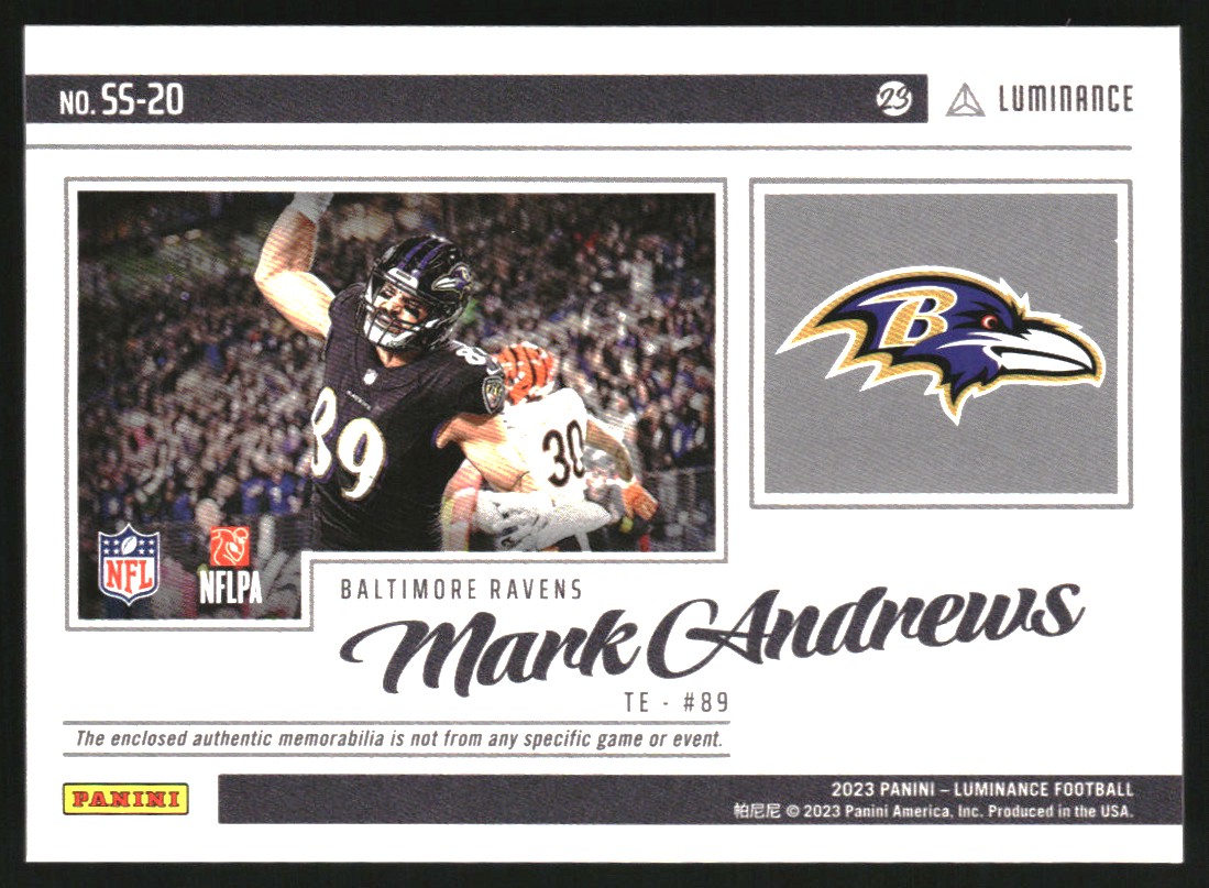 2023 Panini Luminance Spirit Swatches #20 Mark Andrews