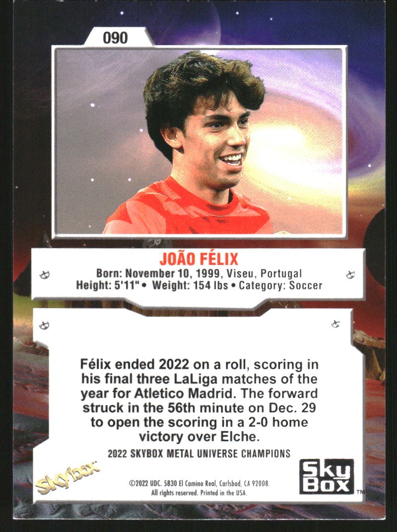 2022 Skybox Metal Universe Champions Aqua #90 Joao Felix on