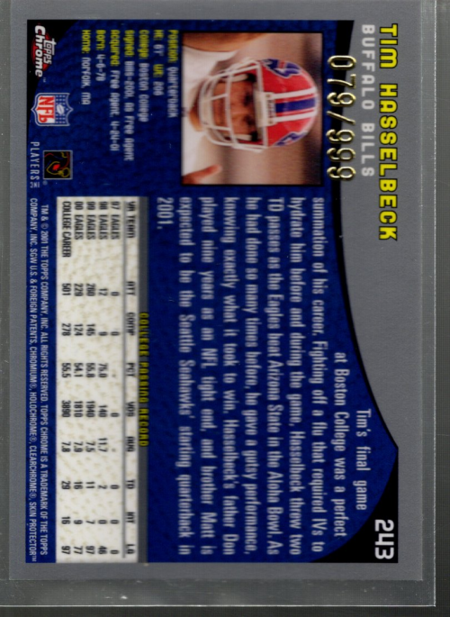 A9106- 2001 Topps Chrome Football Card #s 221-320 -You Pick- 15+ FREE US SHIP - Picture 33 of 173