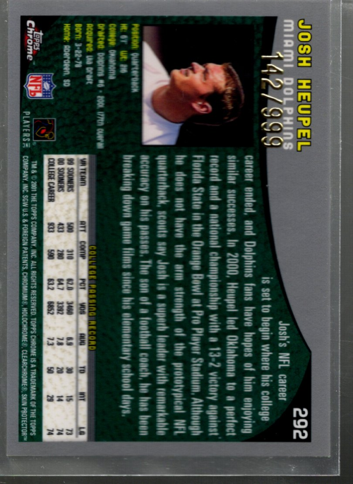 A9106- 2001 Topps Chrome Football Card #s 221-320 -You Pick- 15+ FREE US SHIP - Picture 117 of 173