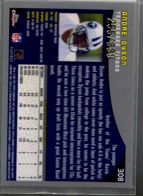 A9106- 2001 Topps Chrome Football Card #s 221-320 -You Pick- 15+ FREE US SHIP - Picture 149 of 173