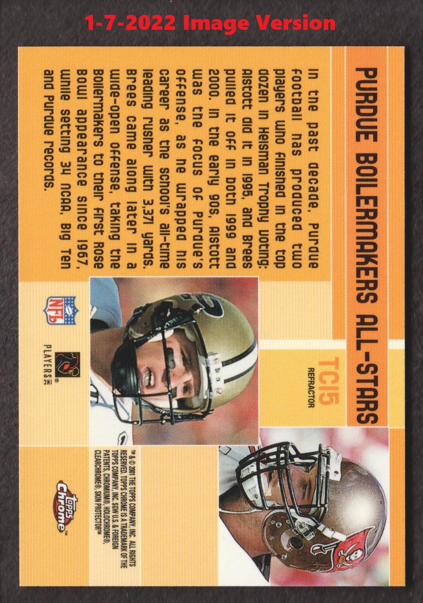 2001 Topps Chrome Combos #TC15 Mike Alstott/Drew Brees - 1-7-2022 Image -  NM-MT