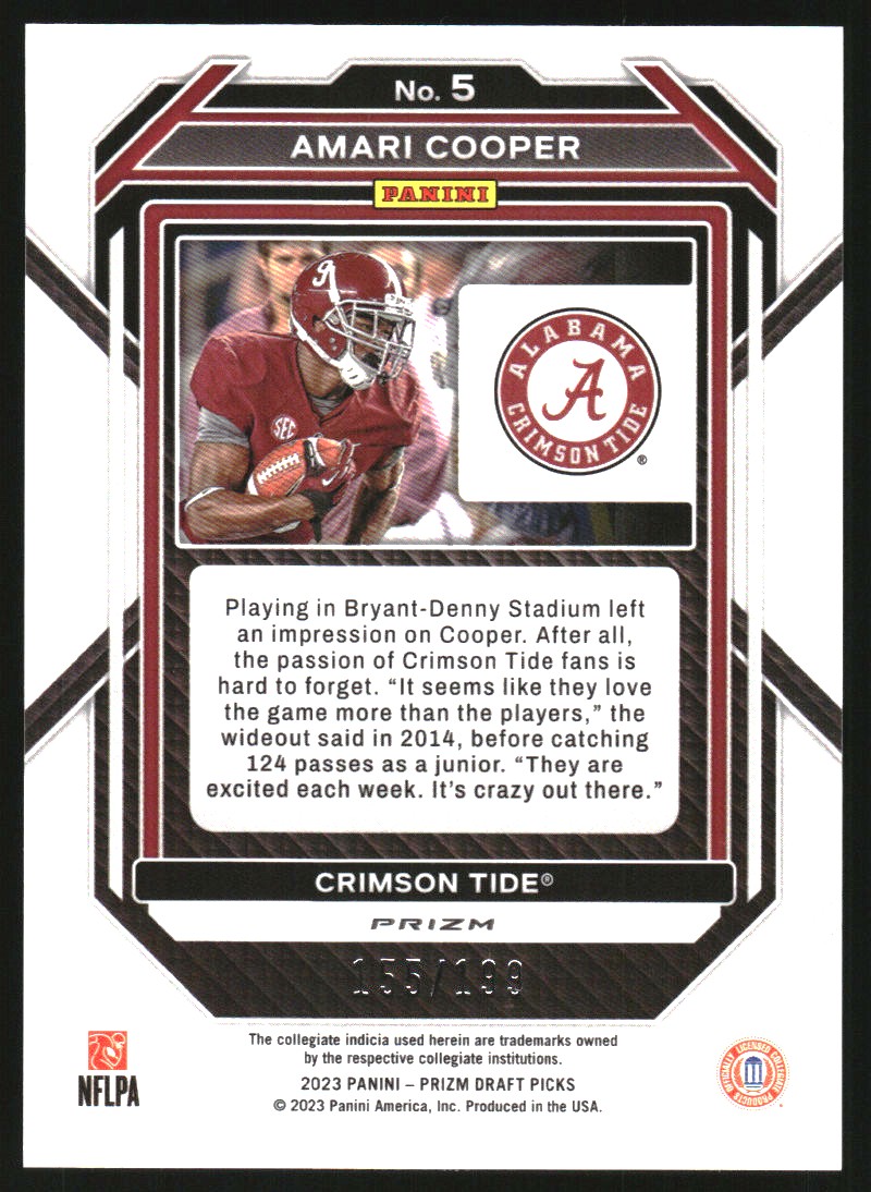 2023 Panini Prizm Draft Picks Prizms Blue #5 Amari Cooper