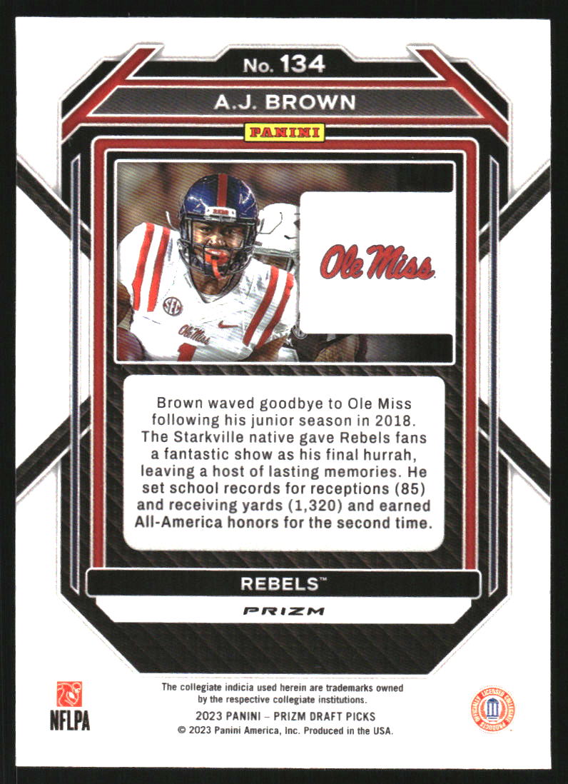 2023 Panini Prizm Draft Picks Prizms Gold Ice #134 A.J. Brown