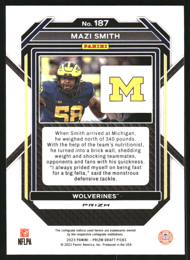 2023 Panini Prizm Draft Picks Prizms Gold Ice #187 Mazi Smith