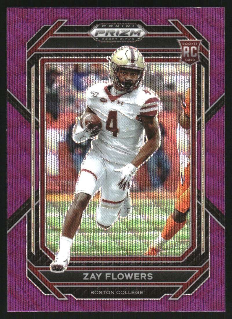 2023 Panini Prizm Draft Picks Prizms Purple Wave #143 Zay Flowers