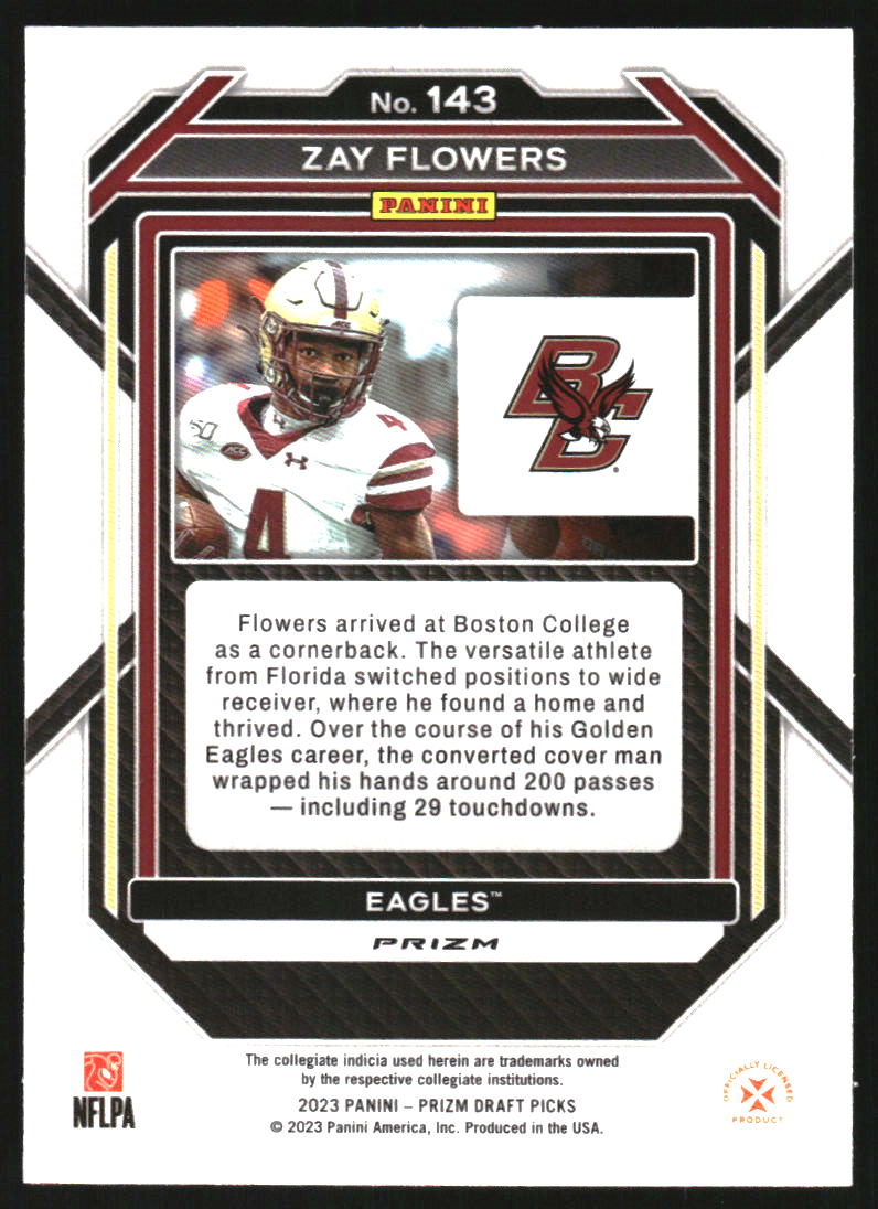 2023 Panini Prizm Draft Picks Prizms Ruby Wave #143 Zay Flowers