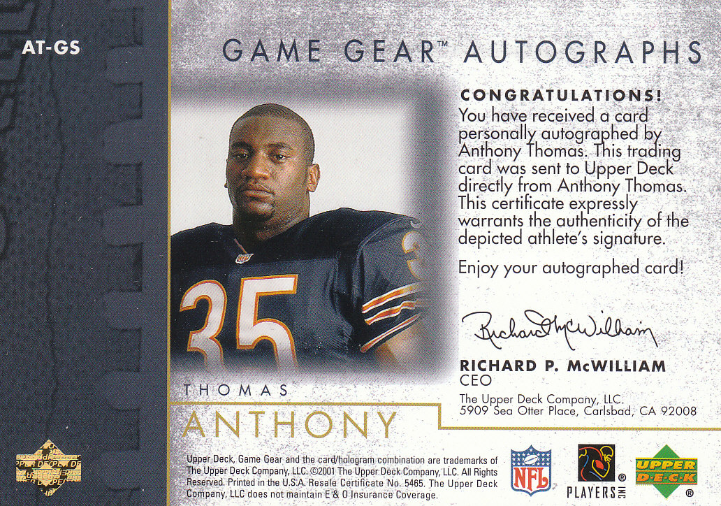 2001 Game Gear (Upper Deck) Football Cards - Picture 3 of 177