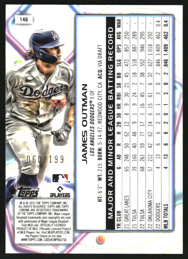 2023 Topps Cosmic Chrome Aqua Equinox Refractors #146 James Outman /199