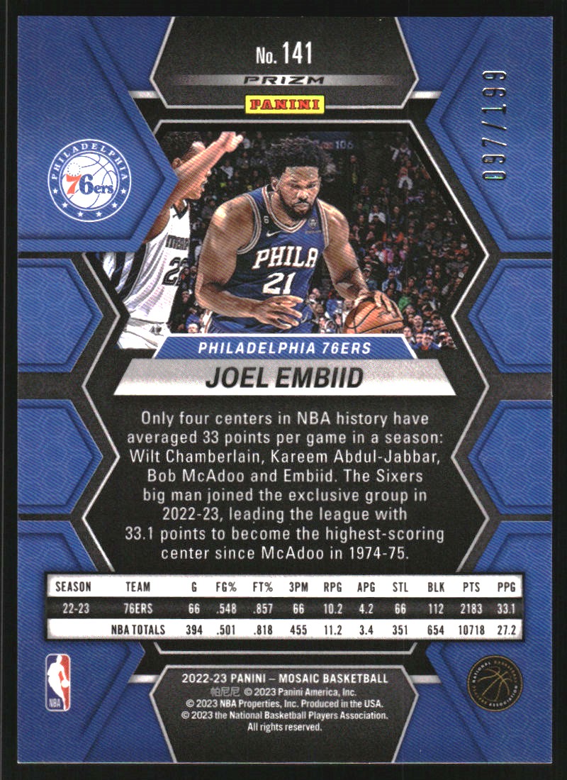 2022-23 Panini Mosaic Mosaic Blue #141 Joel Embiid