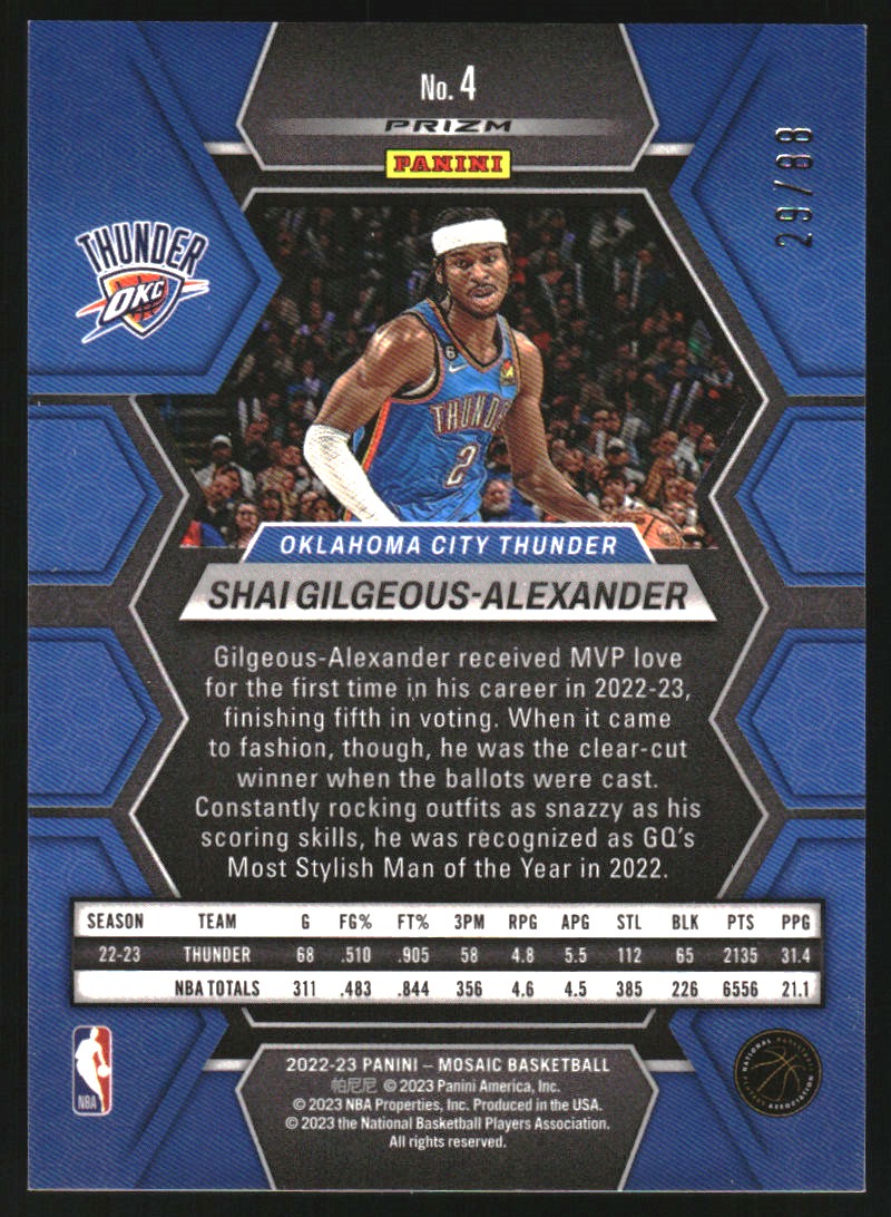 2022-23 Mosaic Mosaic Choice Fusion Red Yellow #4 Shai